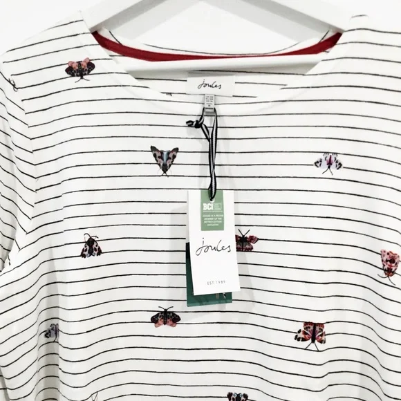 Joules Women's Plus Size Butterfly Long Sleeve Striped 100% Cotton Shirt Sz 16 - Picture 2 of 10